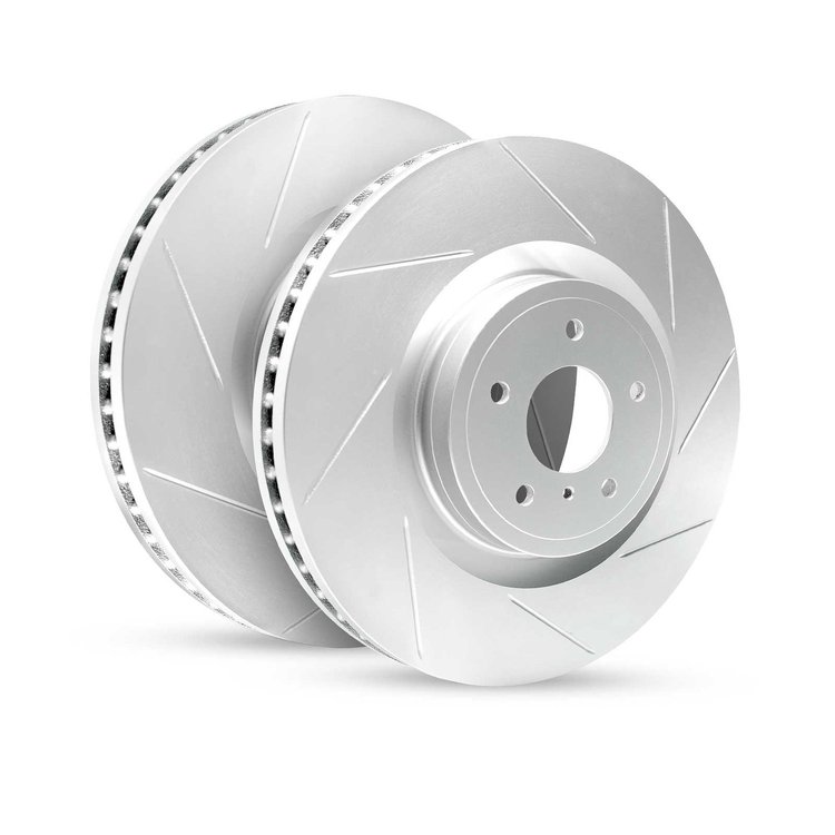E-Line Slotted Silver Brake Rotor Set, 2001-2008 Fits Multiple Makes/Models, Position: Rear