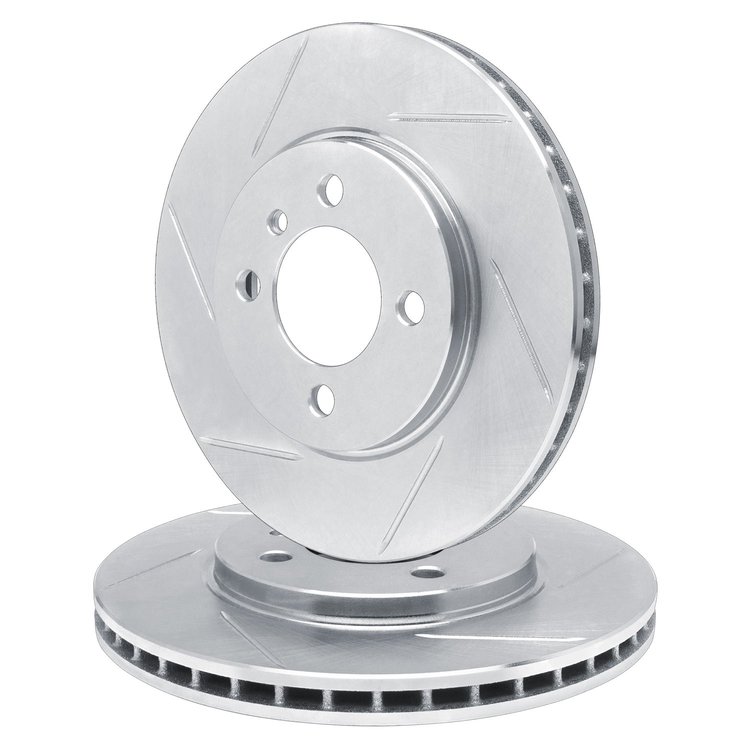 E-Line Slotted Silver Brake Rotor Set, 2004-2008 GM, Position: Front