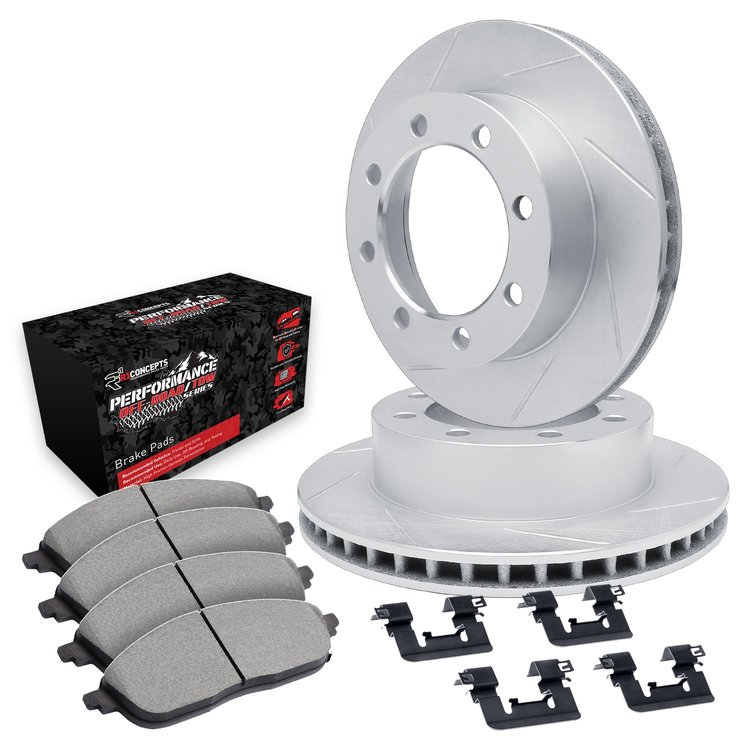 E-Line Slotted Silver Brake Rotor Set w/Performance Off-Road/Tow Pads & Hardware, 1999-1999 Ford/Lincoln/Mercury/Mazda