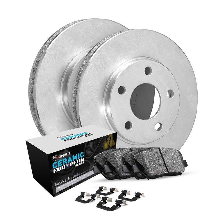 E-Line Blank Brake Rotor Set w/Euro Ceramic Pads & Hardware, 2011-2012 Mopar, Position: Front