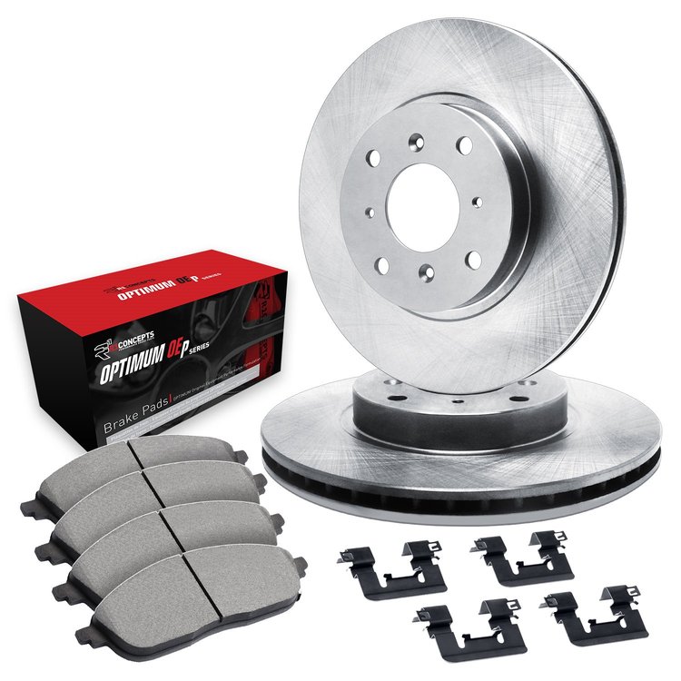 E-Line Blank Brake Rotor Set w/Optimum OE Pads & Hardware, 1986-1986 Infiniti/Nissan, Position: Front