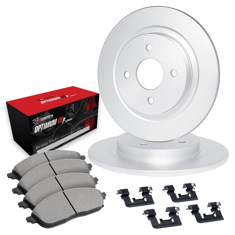E-Line Blank Brake Rotor Set w/Optimum OE Pads & Hardware, 1983-1985 Audi/Porsche/Volkswagen, Position: Front