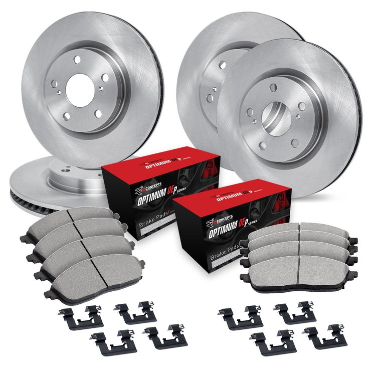 E-Line Blank Brake Rotor Set w/Optimum OE Pads & Hardware, 2020-2020 Audi/Porsche/Volkswagen, Position: Front & Rear