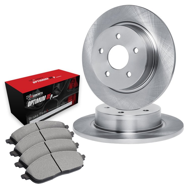 E-Line Blank Brake Rotor Set w/Optimum OE Pads, 1988-1991 Subaru, Position: Rear