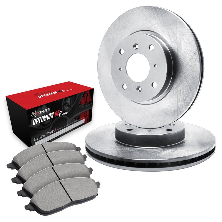 E-Line Blank Brake Rotor Set w/Optimum OE Pads, 1984-1985 Infiniti/Nissan, Position: Front