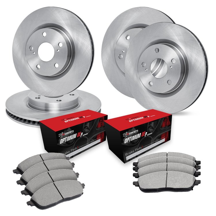 E-Line Blank Brake Rotor Set w/Optimum OE Pads, 2008-2008 Audi/Porsche/Volkswagen, Position: Front & Rear