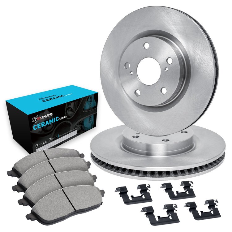 E-Line Blank Brake Rotor Set w/Ceramic Pads & Hardware, 2016-2017 Kia/Hyundai/Genesis, Position: Front
