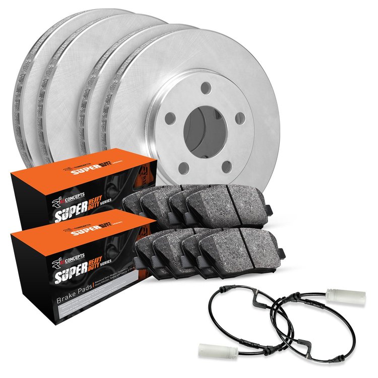 E-Line Blank Brake Rotor Set w/Super-Duty Pads & Sensor, 2002-2006 Fits Multiple Makes/Models, Position: Front & Rear