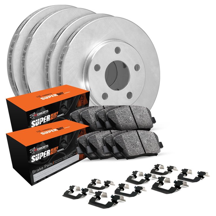 E-Line Blank Brake Rotor & Drum Set w/Super-Duty Pads, Shoes, & Hardware Kit, 2008-2015 GM, Position: Front & Rear