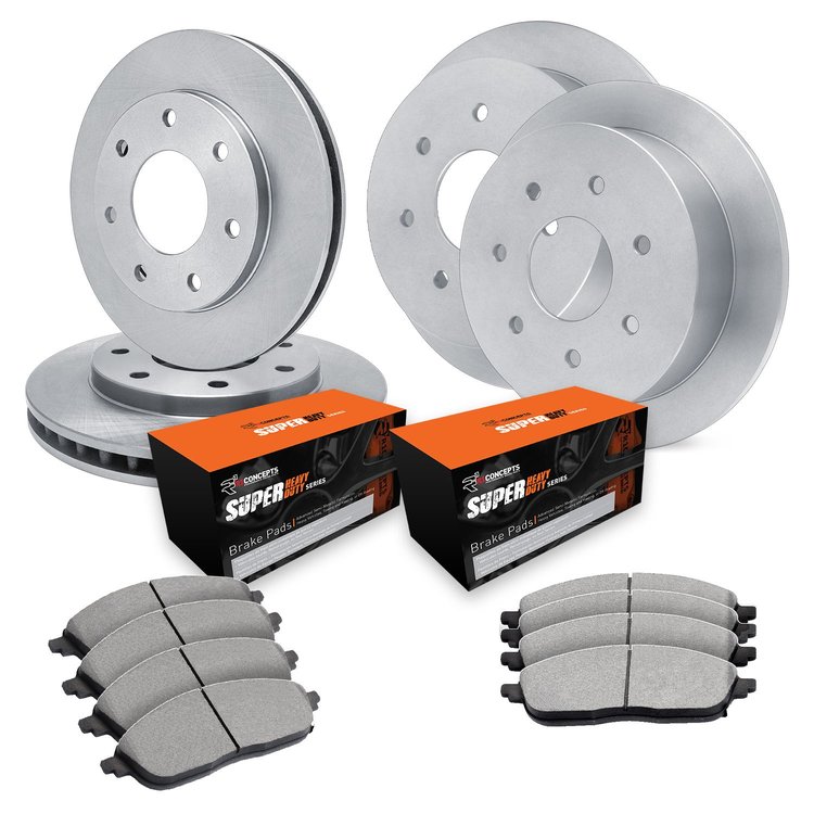 E-Line Blank Brake Rotor Set w/Super-Duty Pads, 1997-2002 Ford/Lincoln/Mercury/Mazda, Position: Front & Rear