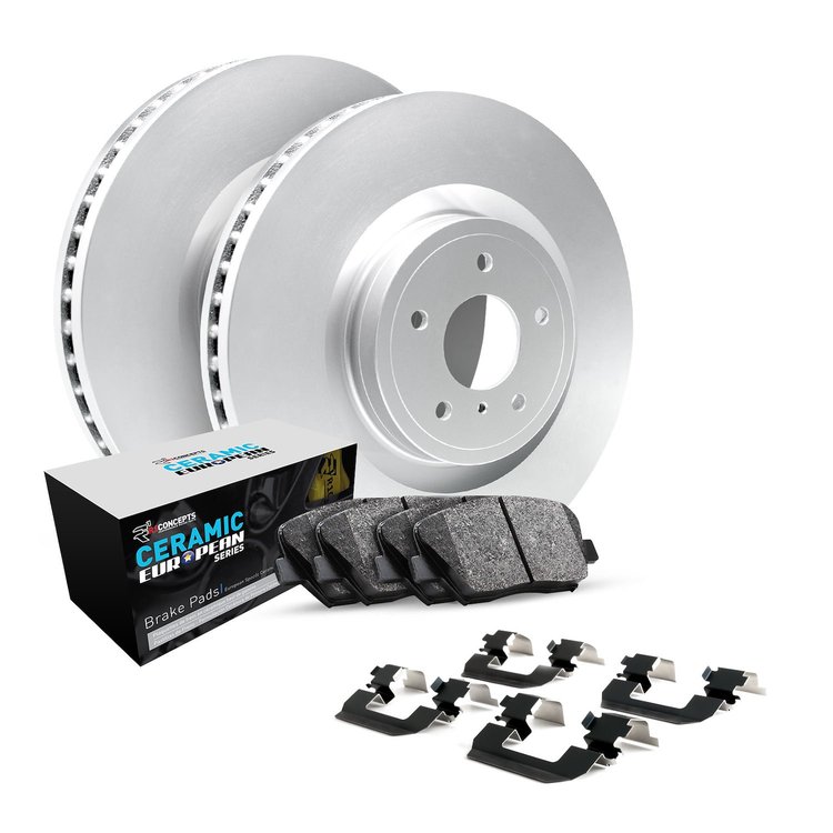 GEO-Carbon Brake Rotor Set w/Euro Ceramic Pads & Hardware, 2014-2020 Fits Multiple Makes/Models, Position: Rear