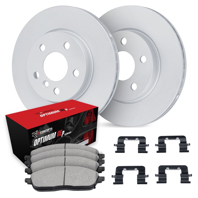 GEO-Carbon Brake Rotor Set w/Optimum OE Pads & Hardware, Fits Select GM, Position: Rear
