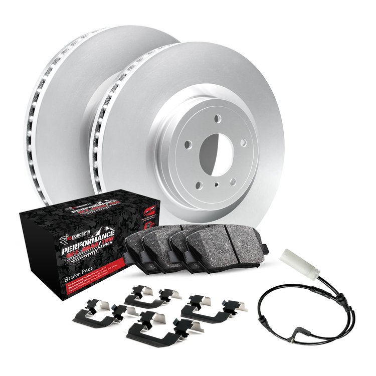 GEO-Carbon Brake Rotor Set w/Performance Off-Road/Tow Pads, Sensor, & Hardware, 2013-2019 Mercedes-Benz, Position: Front