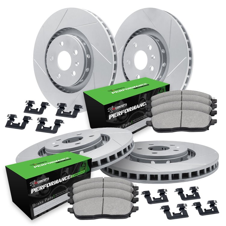 GEO-Carbon Slotted Brake Rotor Set w/Performance Sport Pads & Hardware, 2004-2004 Audi/Porsche/Volkswagen