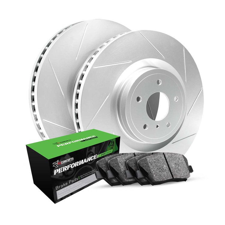 GEO-Carbon Slotted Brake Rotor Set w/Performance Sport Pads, 2008-2009 GM, Position: Rear