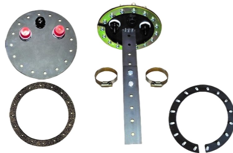 7084A 16-Bolt Round Fuel Pump Hanger, 7-12 in. Adjustable, #8 AN Inlet/Return