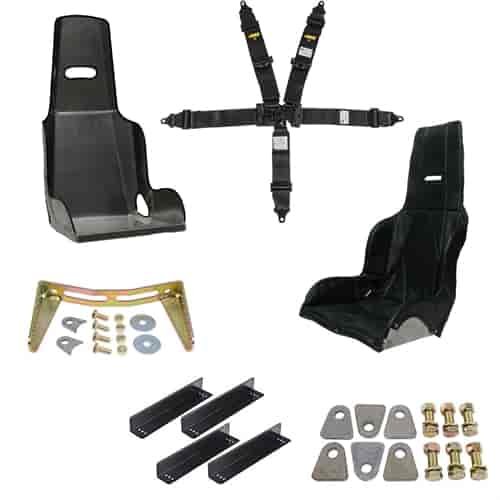 High-Back Aluminum Racing Seat with Racing Harness, Seat Cover and Mounts Kit
