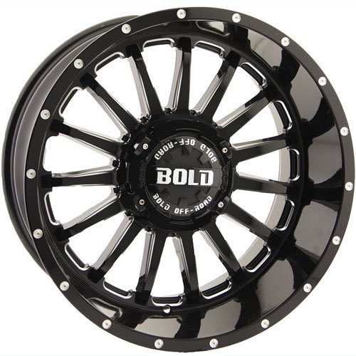 BOLD BD002 20X10 5X114.3/127 OFFSET -24 GLOSS BLACK w/ MILLED WINDOWS