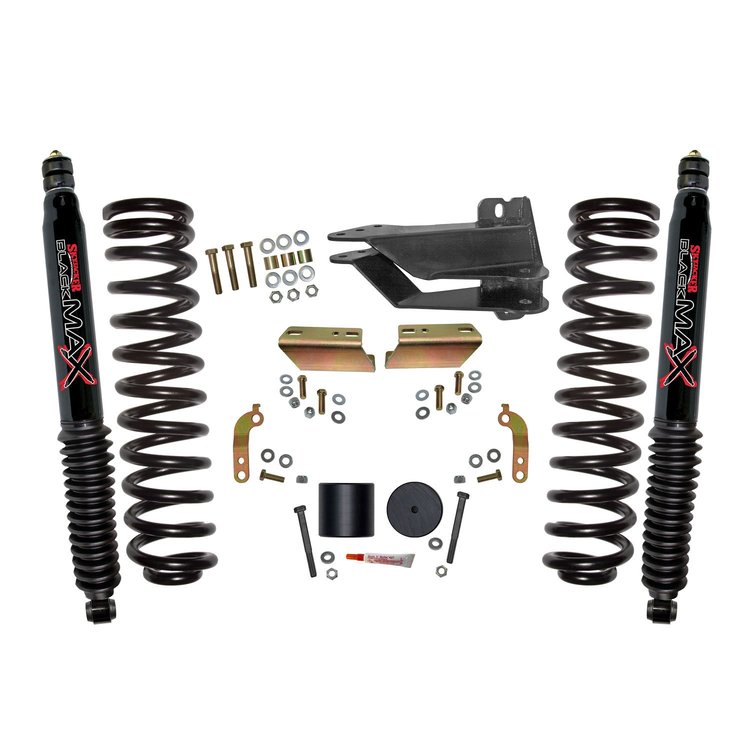F1725VBK-B Front Leveling Kit Fits Select Ford F-250, F-350 Super Duty Diesel Trucks [Black MAX Twin Tube Hydraulic Shocks]