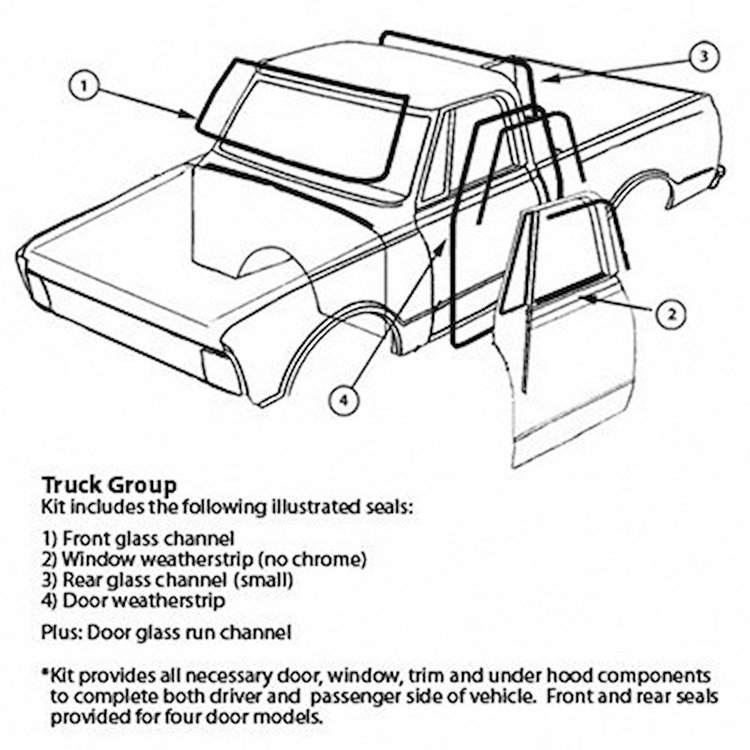 GMK4142900641S Truck Weatherstrip Kit for 1964-1966 GM Truck