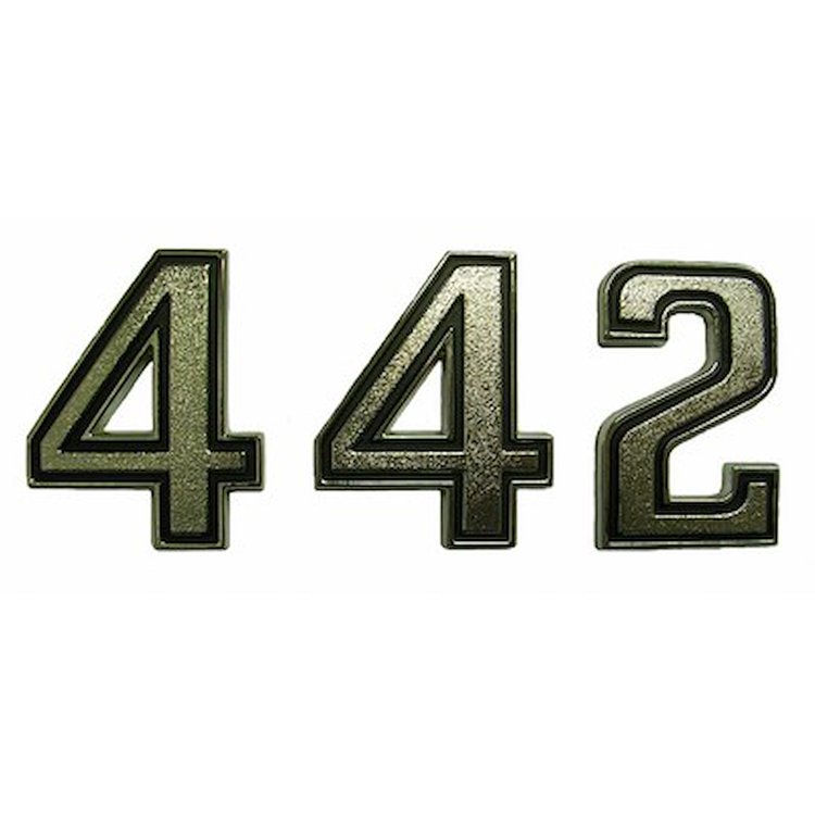 GMK4532702691S '4-4-2' Trunk Lid Emblem Set for 1969-1973 Oldsmobile 4-4-2