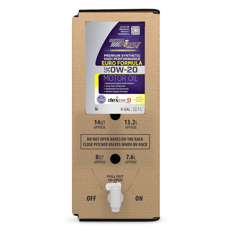 11916 Synthetic Euro Formula Motor Oil [0W-20 Dexos D, 6-Gallon Bag In A Box]