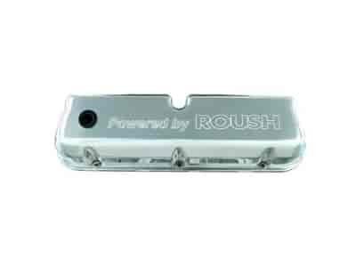 Embossed " Powered by Roush" Tall Valve Covers Polished Aluminum 302/351E Engines