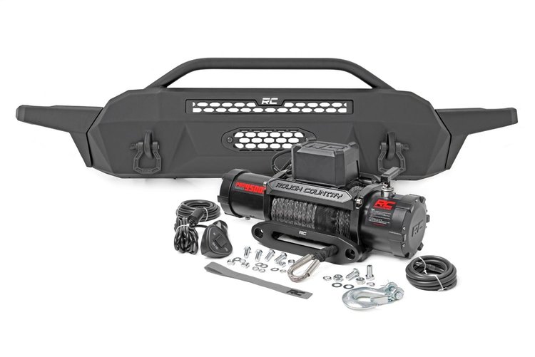 10716 Front Bumper, High Clearance, 12000-Lb Pro-Series Winch, Fits Select Synthetic Rope Toyota Tacoma 4WD