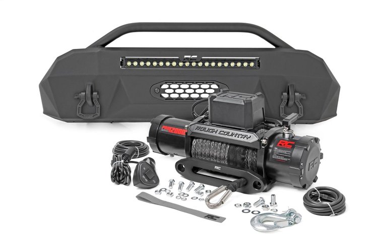 10727 Front Winch Bumper; Front; Hybrid; 20 in.; Black Series; w/White DRL LED; w/PRO12000S Winch;