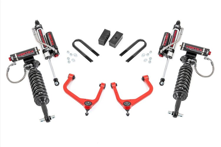 28850RED 3.5 in. Lift Kit, Mono Leaf Rear, Vertex, GMC Sierra 1500 2WD/4WD