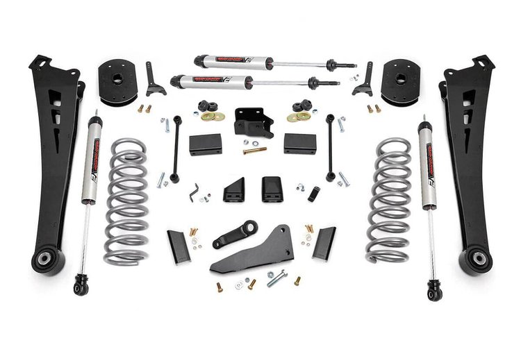 36770 5in Dodge Suspension Lift Kit Coil Springs Radius Arms and V2 Shocks