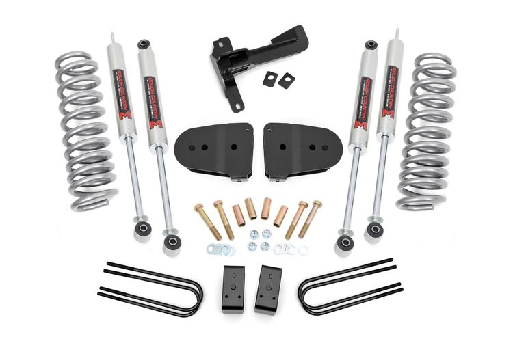 43640 Suspension Lift Kit w/Shocks; 3 in. Lift; M1 Monotube Shocks; Front Diesel Coils;