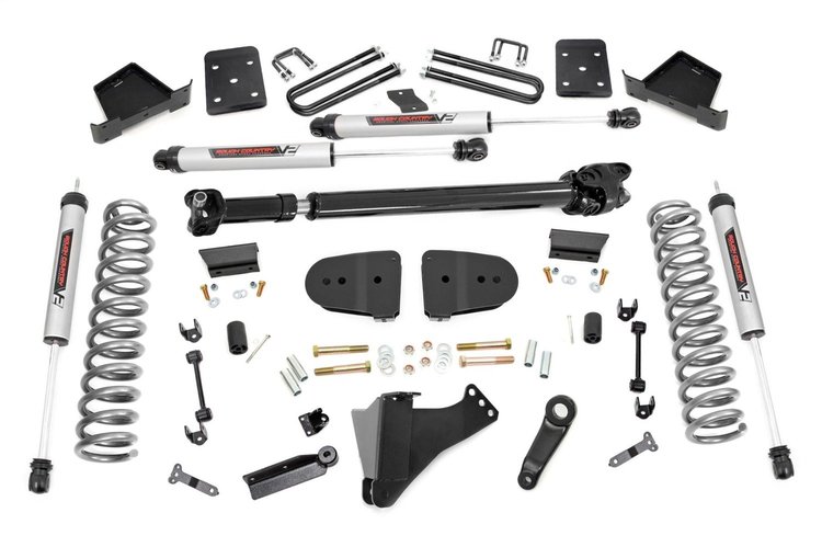 43771 Suspension Lift Kit w/Shocks; 6 in. Lift; V2 Monotube Shocks; Incl. Front Driveshaft; No Overload; 3.5 in. Axle Diameter;