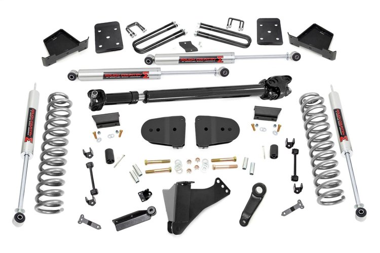 43841 Suspension Lift Kit w/Shocks; 6 in. Lift; M1 Monotube Shocks; Incl.Front Driveshaft; Incl. Factory Rear Overload Springs; 