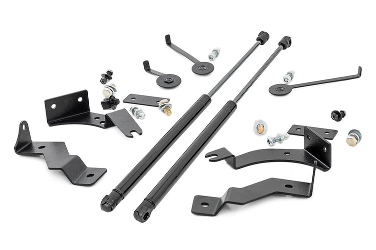 51060 Hydraulic Hood Assist; Incl. Gas Charged Cylinders; Upper Hood Mount; Lower Mounting Brackets; Hardware;