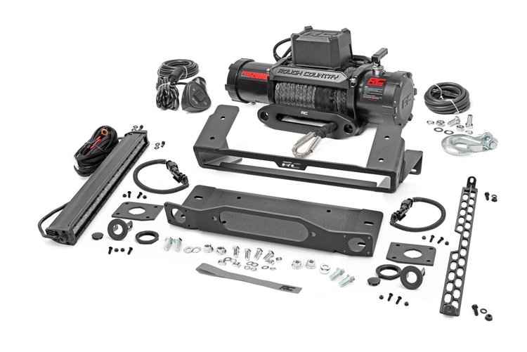 51098 High Winch Mount, All Models, 12000S, 20 in. Black Single Row LED , Ford Bronco 4wd (2021-2023)