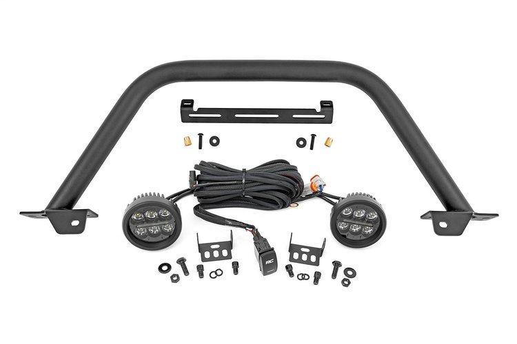 51111 Safari Bar, 3.5" Round LED (Pair), Black, Amber DRL, OE Modular Steel, Fits Select Ford Bronco 4WD
