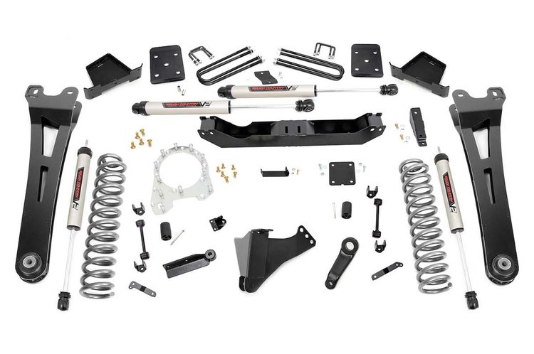 55870 6in Ford Susp Lift Kit w/ Radius Arms & V2 Shocks (17-19 F-250/350 4WD, Diesel)
