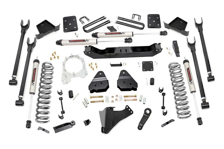 56070 6in Ford 4-Link Suspension Lift Kit w/V2 Shocks (17-19 F-250/350 4WD, Diesel)