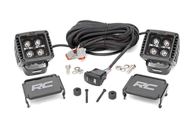 70061 Jeep 2in LED Cube Blk Ser w/White DRL Easy-Mnt Kt (18-20 Wrnglr JL/20 Gladiator)