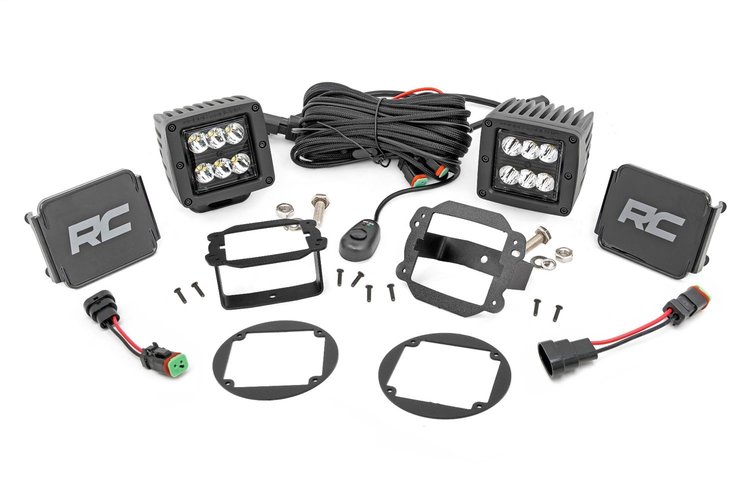 70630 2-inch Black Series CREE LED Fog Light Kit (10-18 Wrangler JK)
