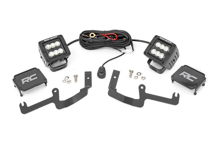 70842 Chevy 2-inch LED Lower Windshield Ditch Kit Black Series Flood Beam