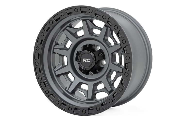 85170913 85-Series Wheel, Simulated Beadlock, Size: 17" x 9", Bolt Pattern: 5 x 4.50" [Gunmetal Gray/Black]