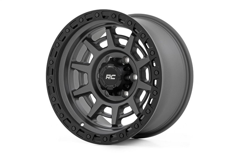 85170913A Series 85 Wheel; Rough Country; Simulated Beadlock; Gunmetal Gray/Black; 17 x 9; 5 x 4.5; -12mm;
