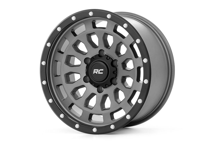 87170912G 87-Series Wheel, Simulated Beadlock, Size: 17" x 8.50", Bolt Pattern: 6 x 5.50" [Gray/Black]