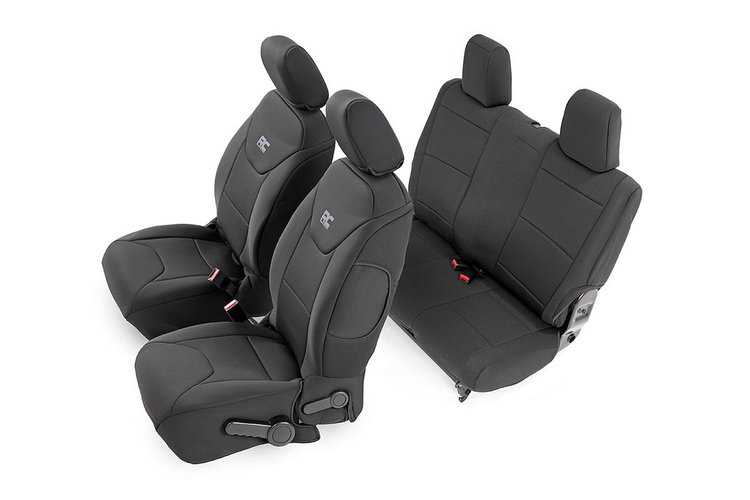 91007 Jeep Neoprene Seat Cover Set / Black (13-17 Wrangler JK / 2 Door)