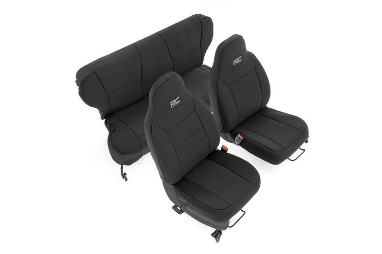 91022 Jeep Neoprene Seat Cover Set, Black (97-01 XJ w/ Non-Detachable Headrest)