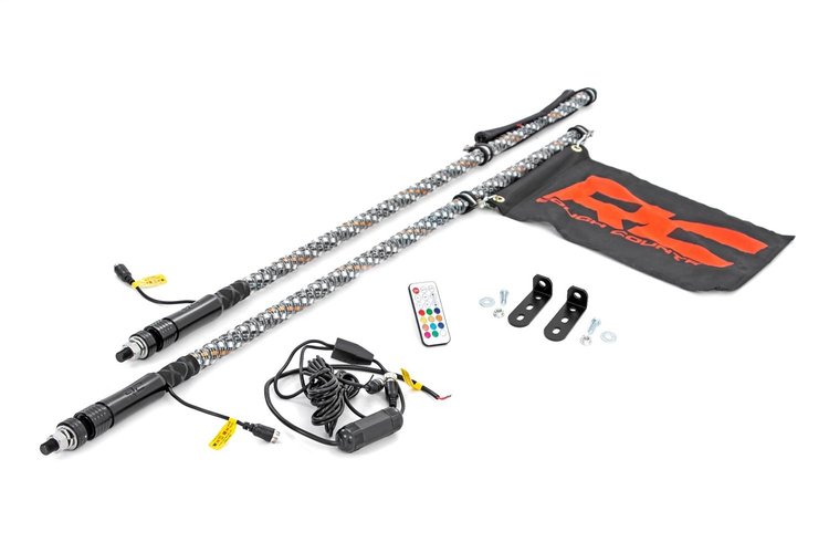 93087 Polaris LED Whip Light Bed Mount Kit w/LED Whip Lights (12-20 RZR 170 EFI)