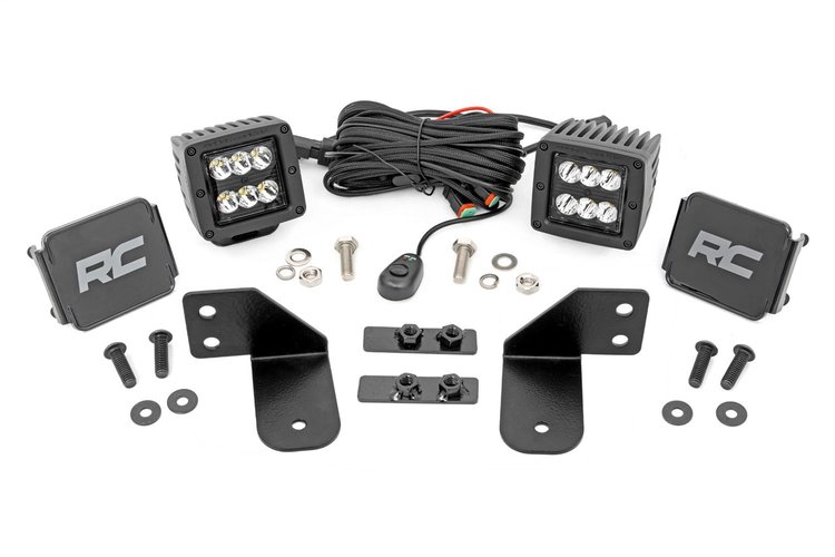 93143 LED Light, RR Cage Mount, 2" Black Spot Pair, Polaris Ranger (13-21)