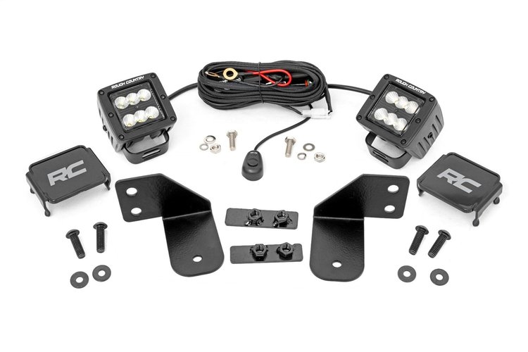93145 LED Light, RR Cage Mount, 2" Black Flood Pair, Polaris Ranger (13-21)